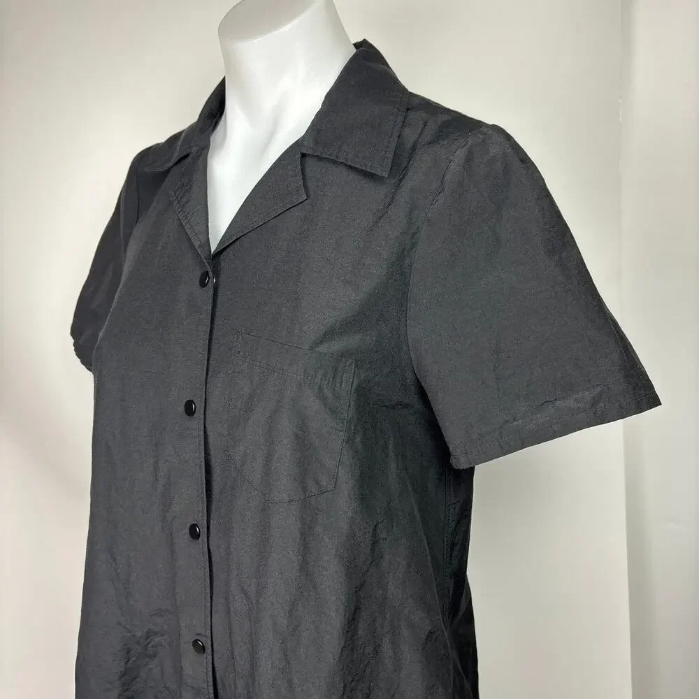 & Other Stories Black Button Down Short Sleeve Collar Pockets Shirt Dress Size 4 - Picture 4 of 8
